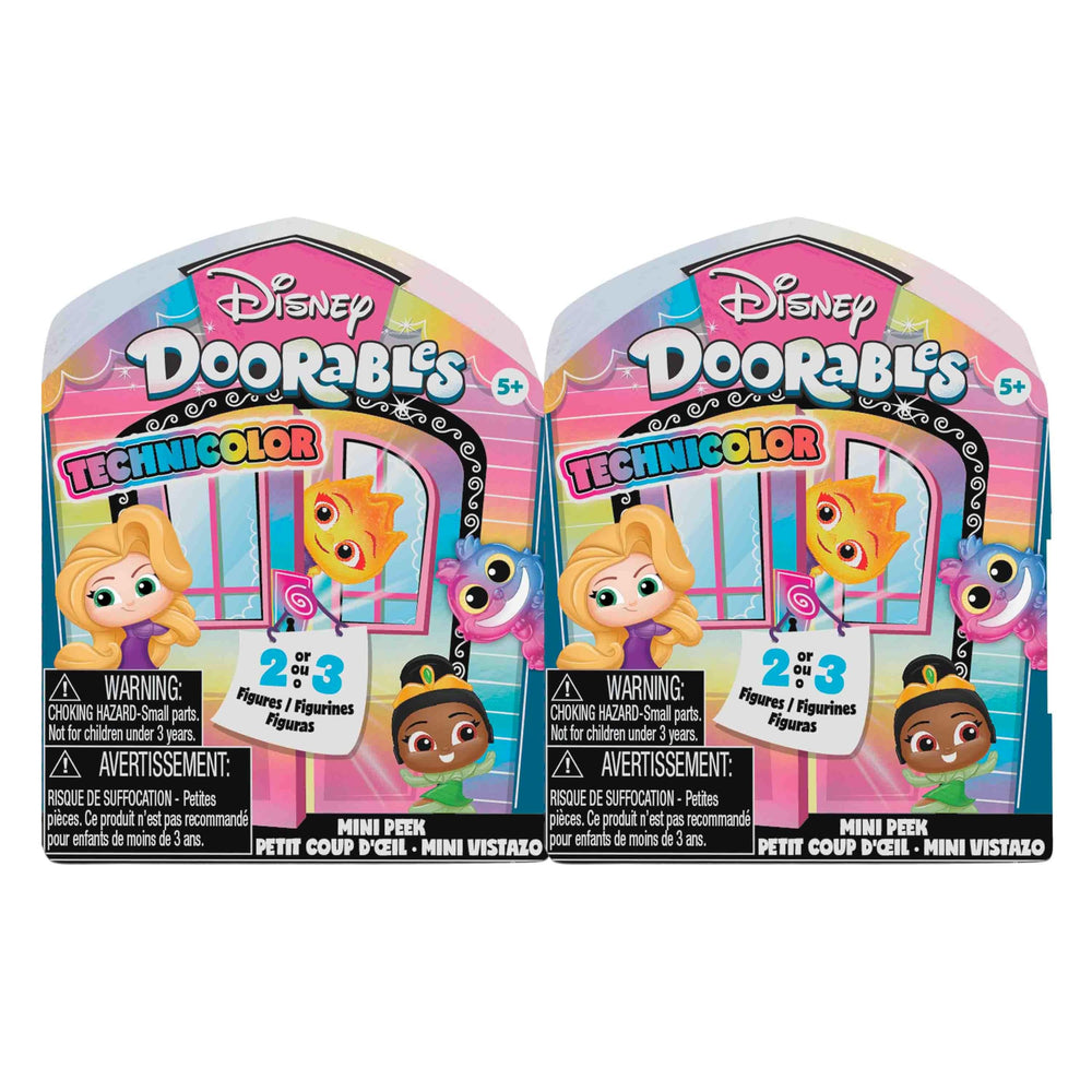 Disney Doorables Mini Peek Technicolor Takeover 2-Pack front box, ideal surprise for kids 5+.