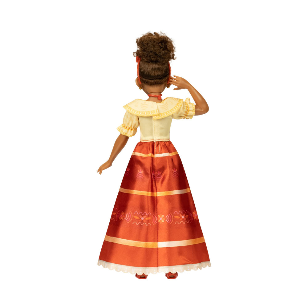 Dress embroidery-inspired pattern and collar detail on Dolores outfit