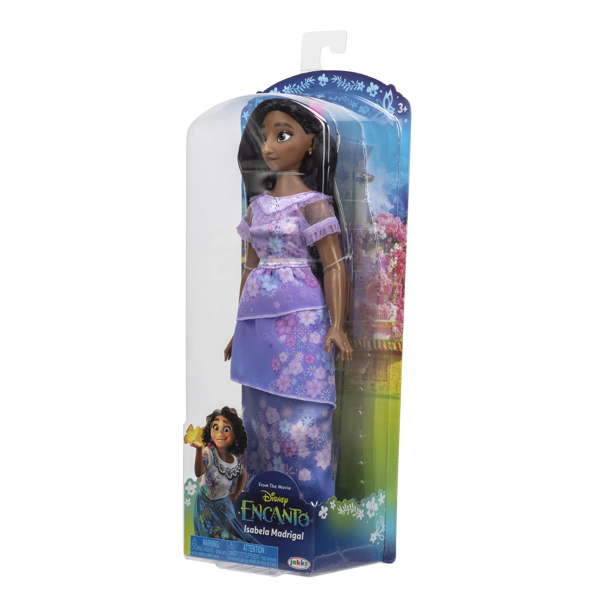 Disney Encanto Isabela doll purple espadrille shoes complete her signature look.