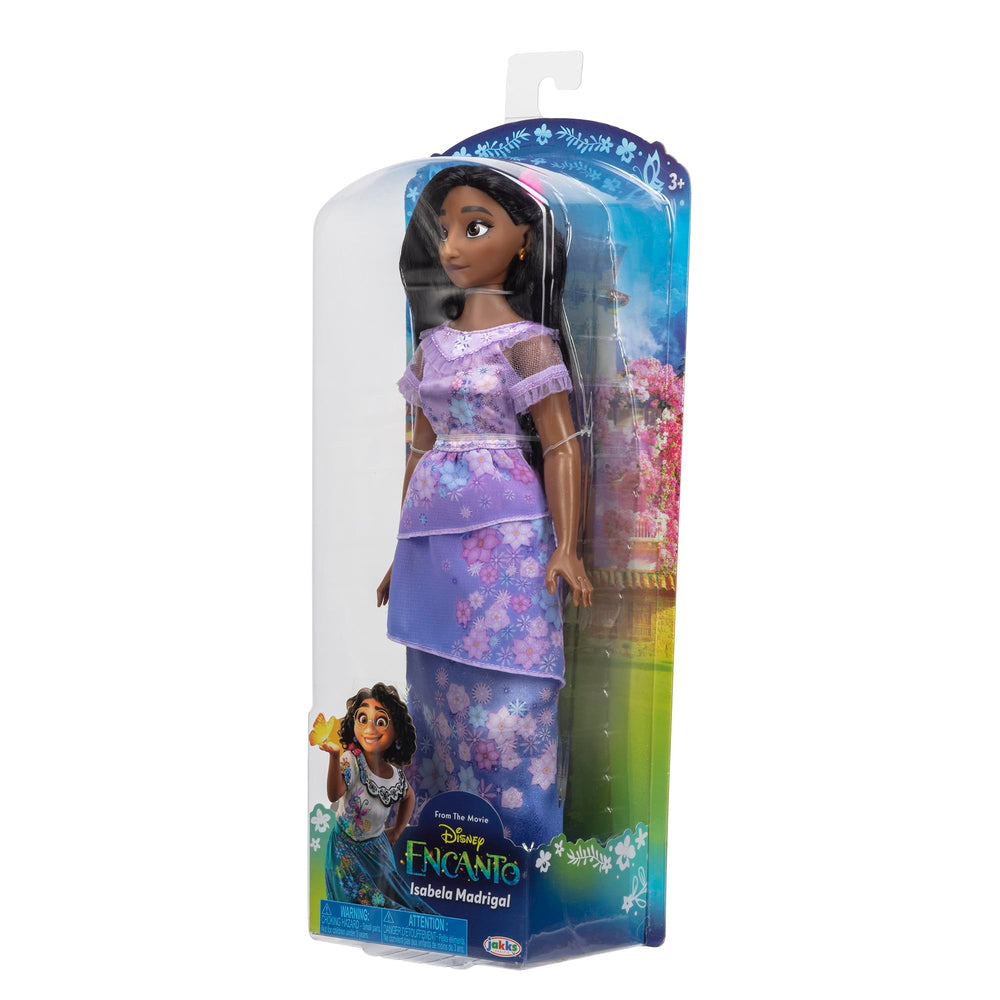 Disney Encanto Isabela doll purple espadrille shoes complete her signature look.