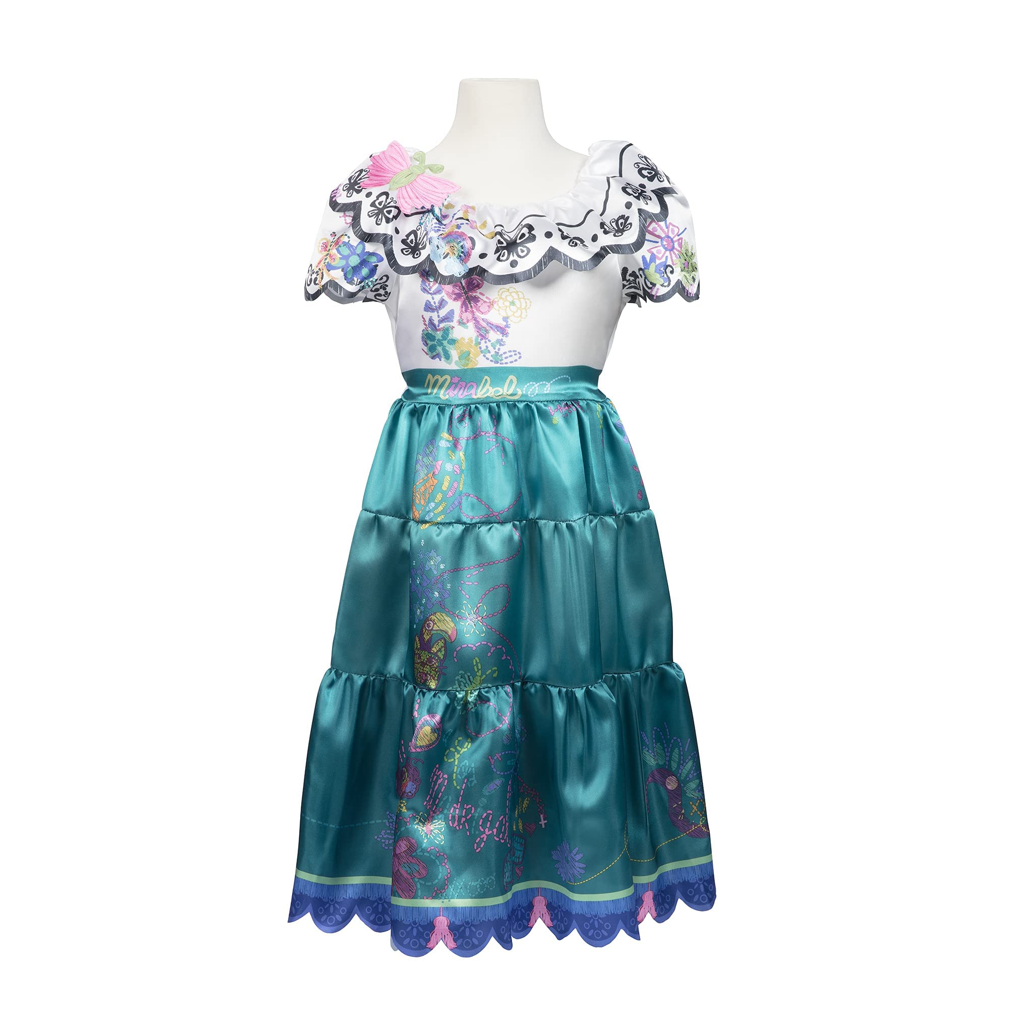Disney Encanto Mirabel dress scalloped sleeves create a soft, charming look for pretend play.