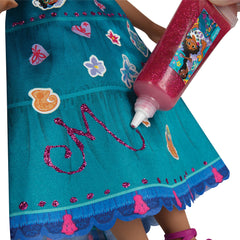 Disney Encanto pink glitter glue adds sparkling accents to outfits