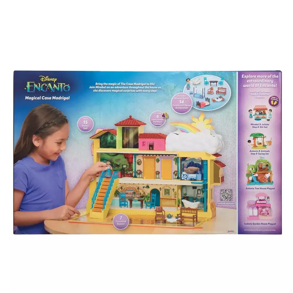 Disney Encanto accessory set decorates seven rooms with beds, chairs, and tables.