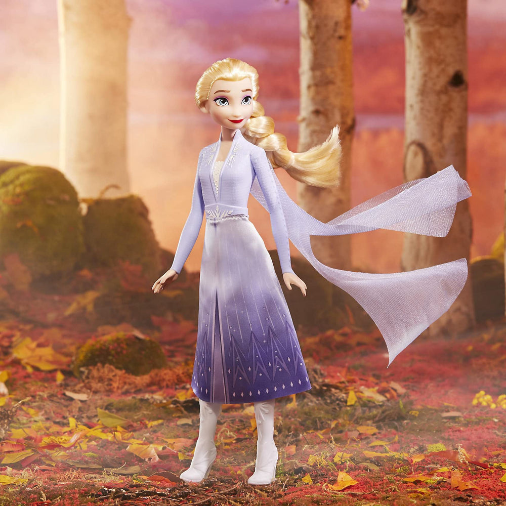 Disney Frozen Elsa doll close-up showing facial expression and hair texture.