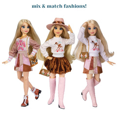 Disney ily 4EVER Bambi doll patchwork faux suede skirt.