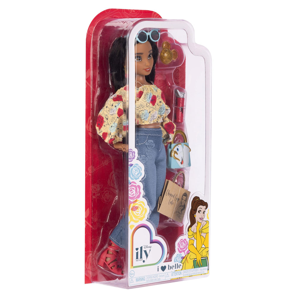 Disney ILY 4EVER Belle doll carries a shopping bag for fashion-ready storytelling.