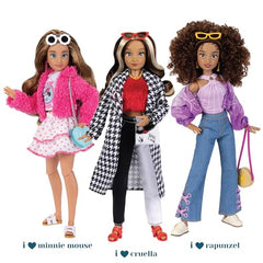 Second outfit includes pink cargo pants and bow handbag for mix-and-match fun.