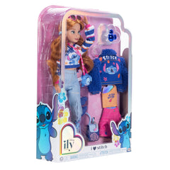 Disney ILY 4EVER Stitch blue frame bag complements the look.