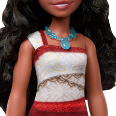 Disney Moana 2 doll features long, wavy hair ready to style.