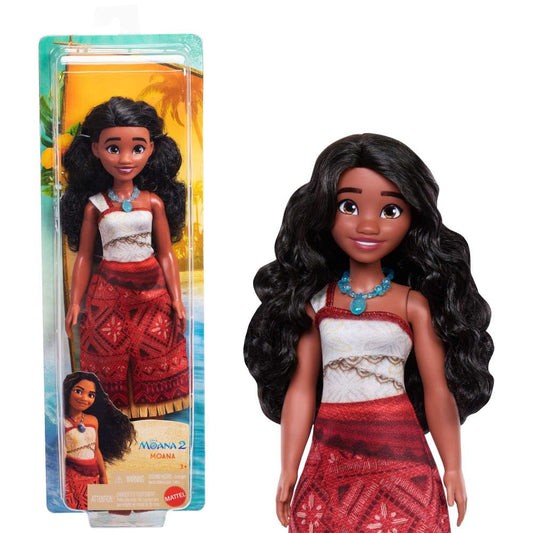 Disney Moana 2 doll with removable top and skirt for dress-up fun.