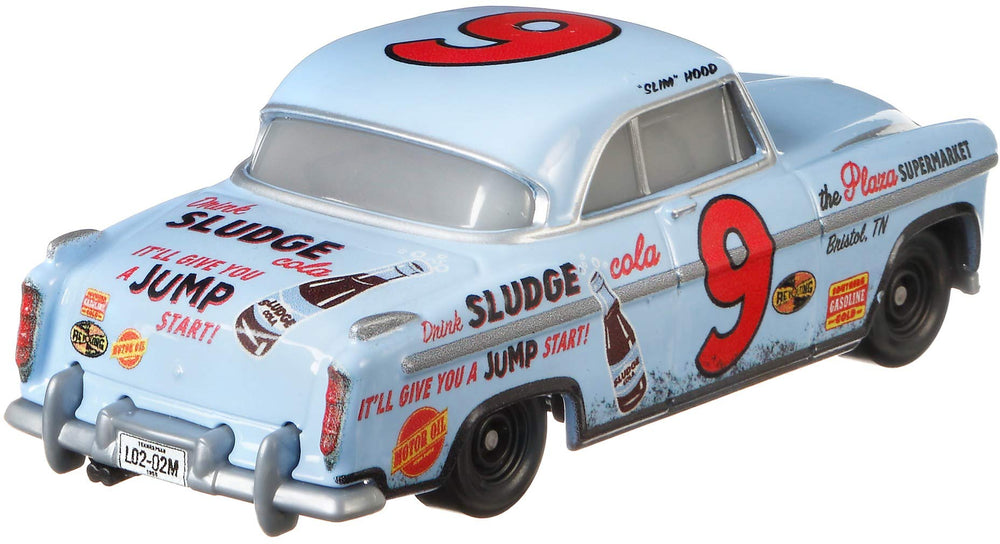 Disney Pixar Cars Slim Hood die-cast detail reveals precise logos and movie-inspired features