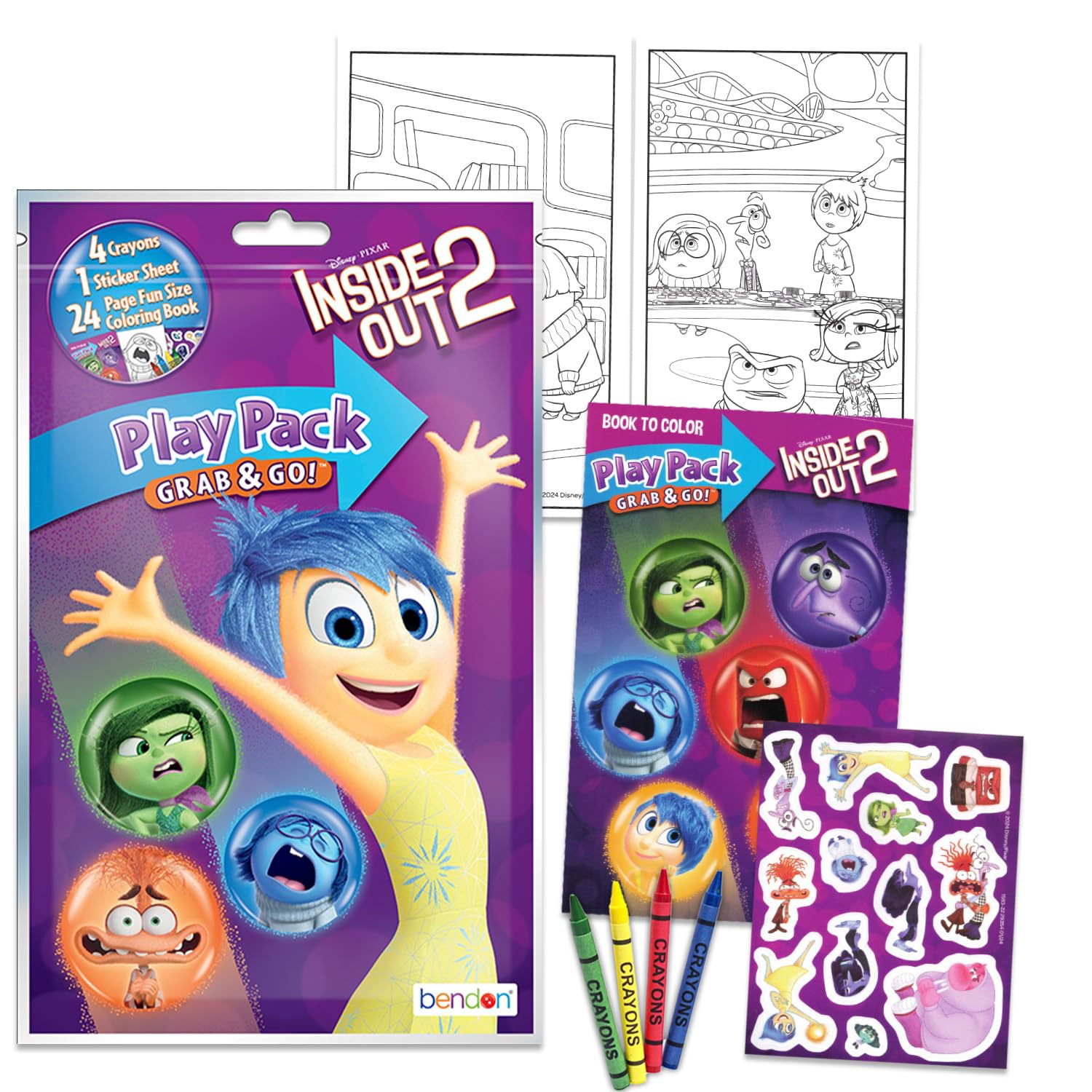 Disney Pixar Inside Out posters included enhance kids' room decor during coloring fun.