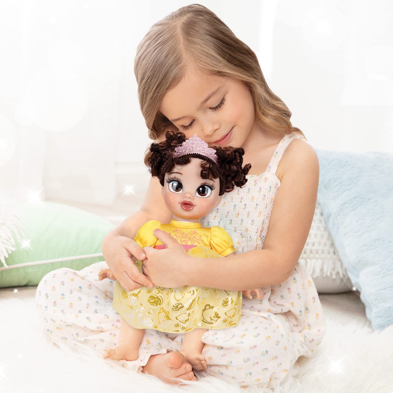 Disney Princess Belle Baby Doll tiara showcases a story-inspired look for pretend play.