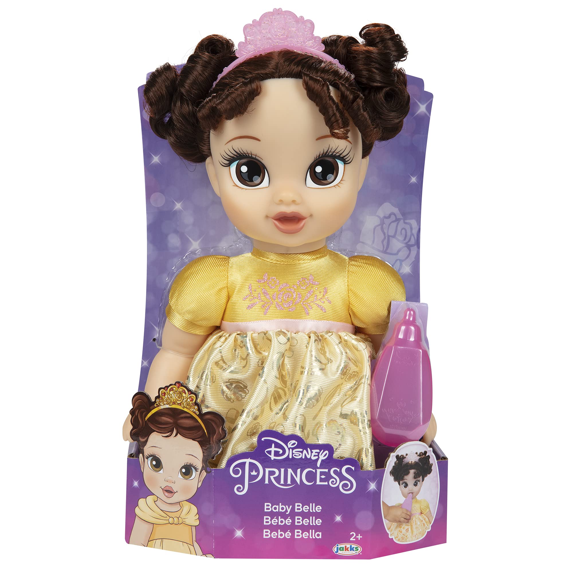 Foil-printed roses and iconic motifs spark Belle stories during pretend play.
