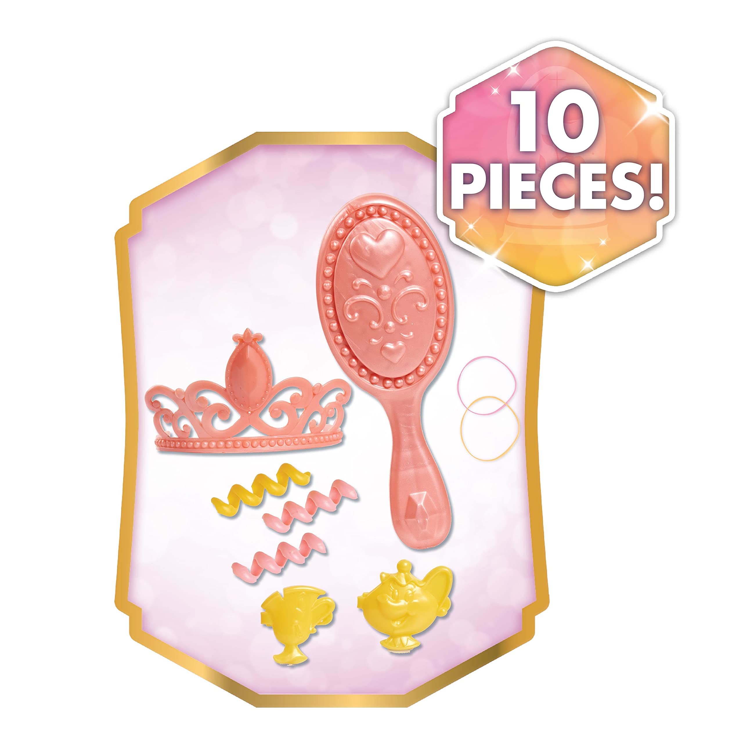 Belle styling head featuring Mrs. Potts barrettes for decorative styling