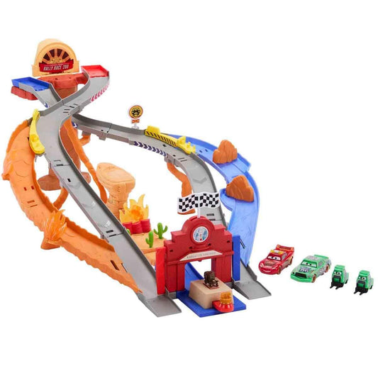 Disney Princess Cars start line with Lightning McQueen and Chick Hicks ready to race