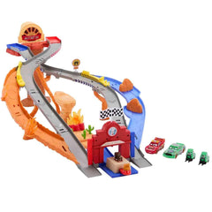 Disney Princess Cars start line with Lightning McQueen and Chick Hicks ready to race