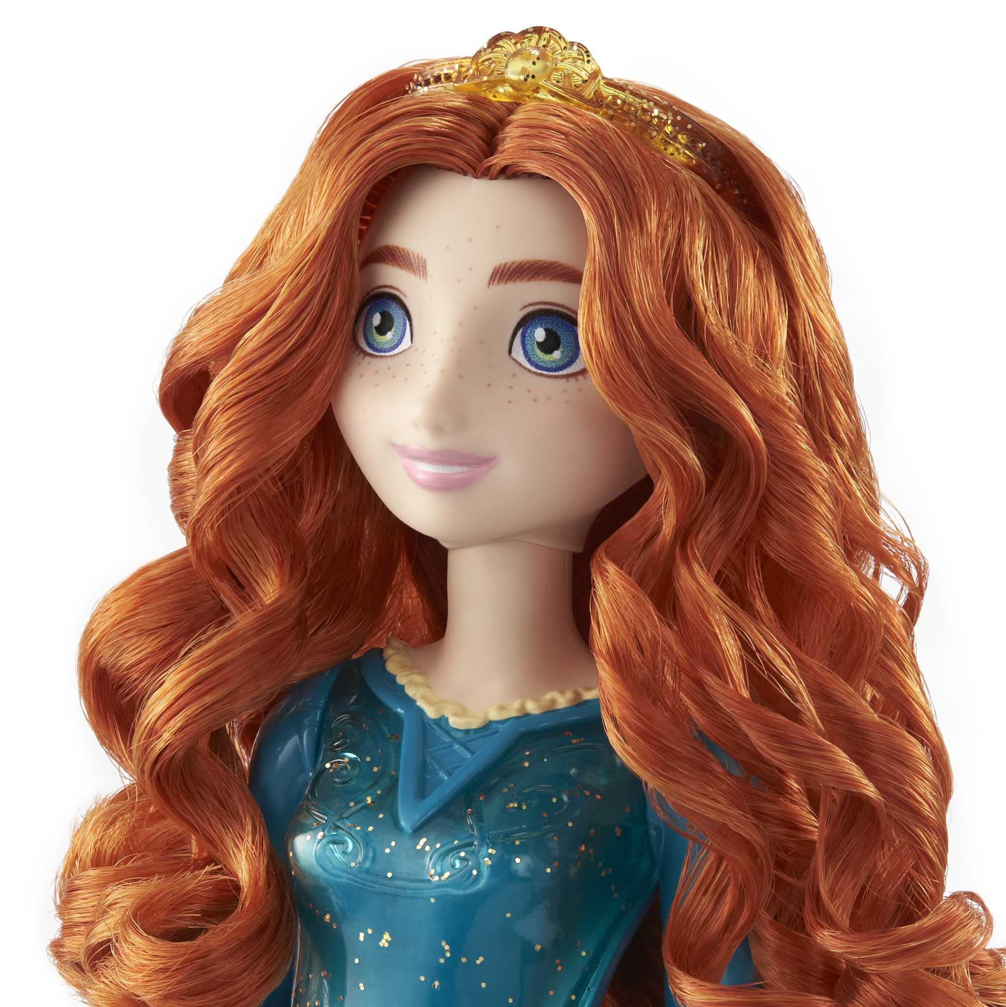 Disney Princess Merida doll featuring tiara and shoes for stylish adventures.
