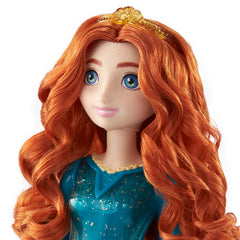 Disney Princess Merida doll featuring tiara and shoes for stylish adventures.