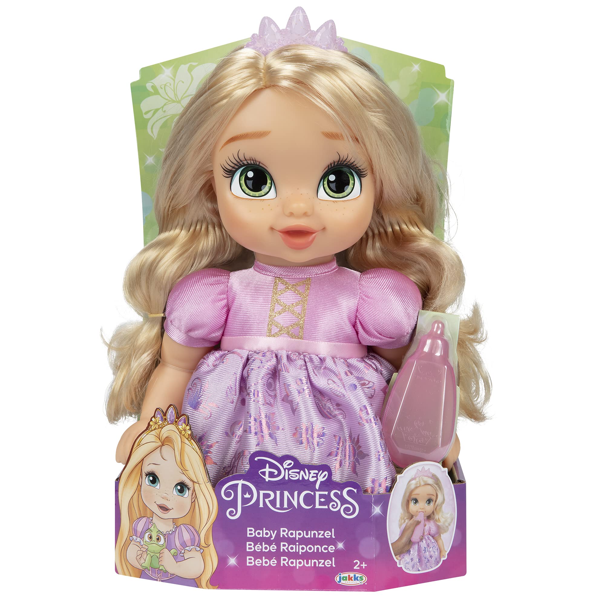 Rapunzel doll in hand ready for nurturing role-play