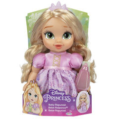 Rapunzel doll in hand ready for nurturing role-play