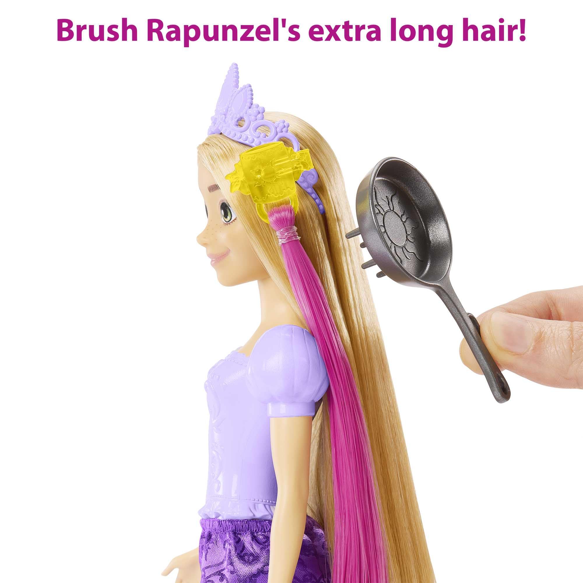 Rapunzel wearing a purple gown and tiara for authentic dress-up.