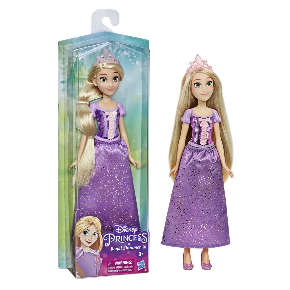 Disney Princess Royal Shimmer Rapunzel doll in purple skirt with accessories for imaginative play