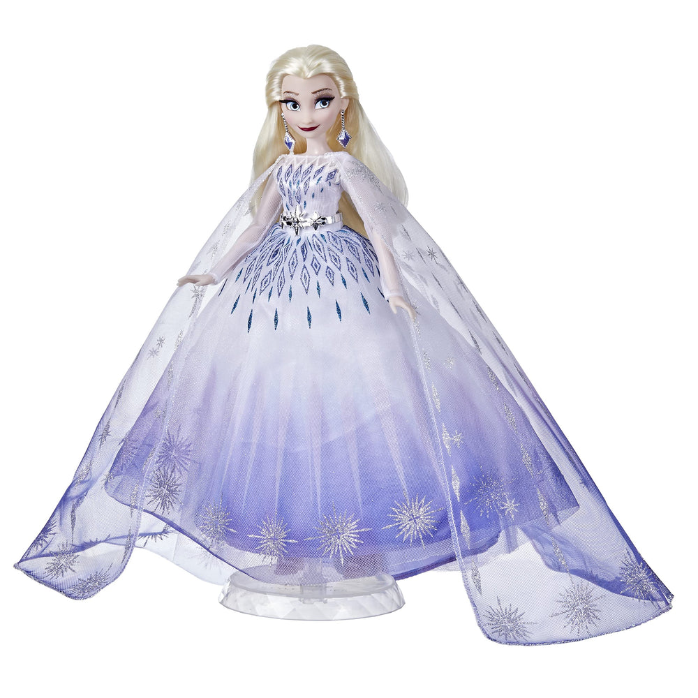 Disney Princess Style Series Holiday Elsa Doll front view for display and play