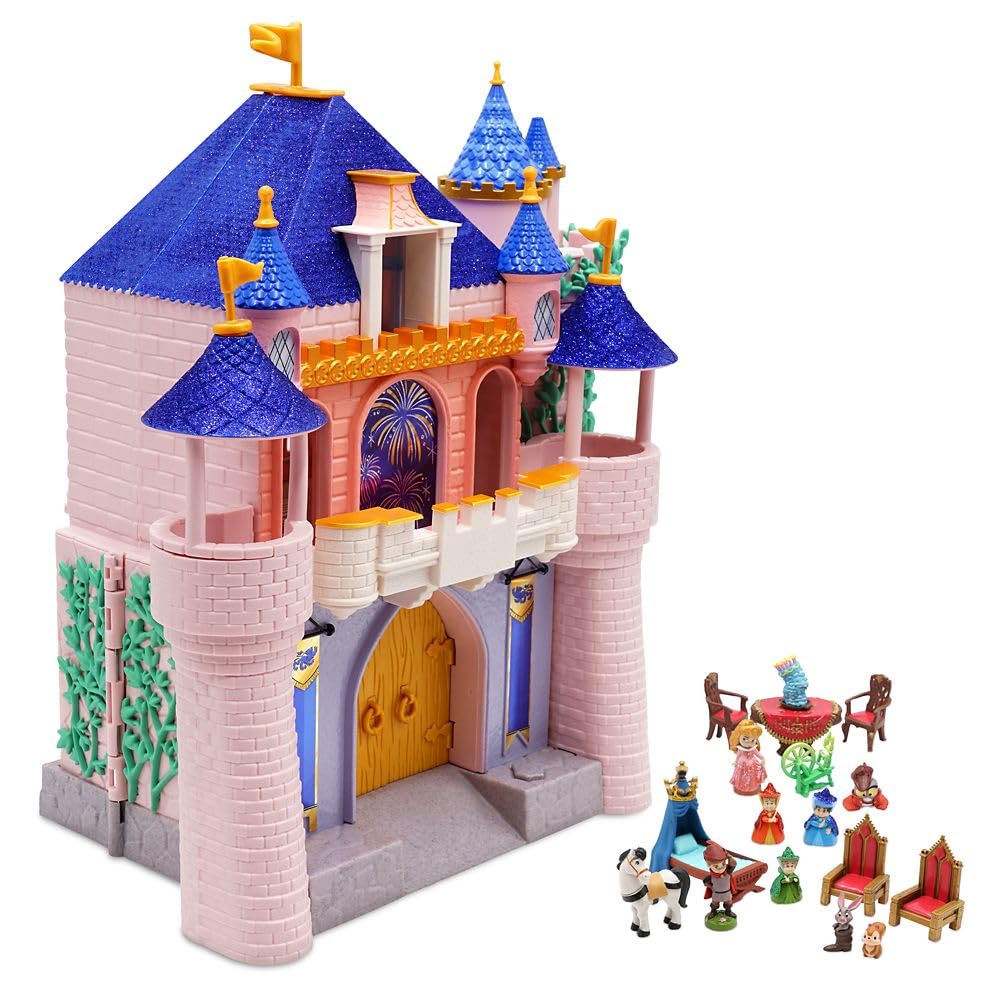 Disney Store Animators' Collection Deluxe Sleeping Beauty Doll House front view reveals magical castle charm