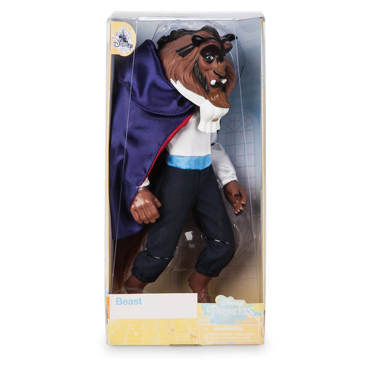 Disney Store Beast Classic Doll cape detail, shimmering satin for elegant play.