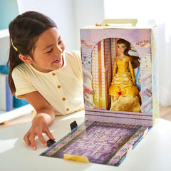 Chip and sheep figures accompany Belle for enriching mini-adventures.