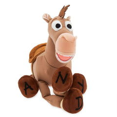 Bullseye plush close-up showing felt mane and faux suede saddle for display or imaginative play.