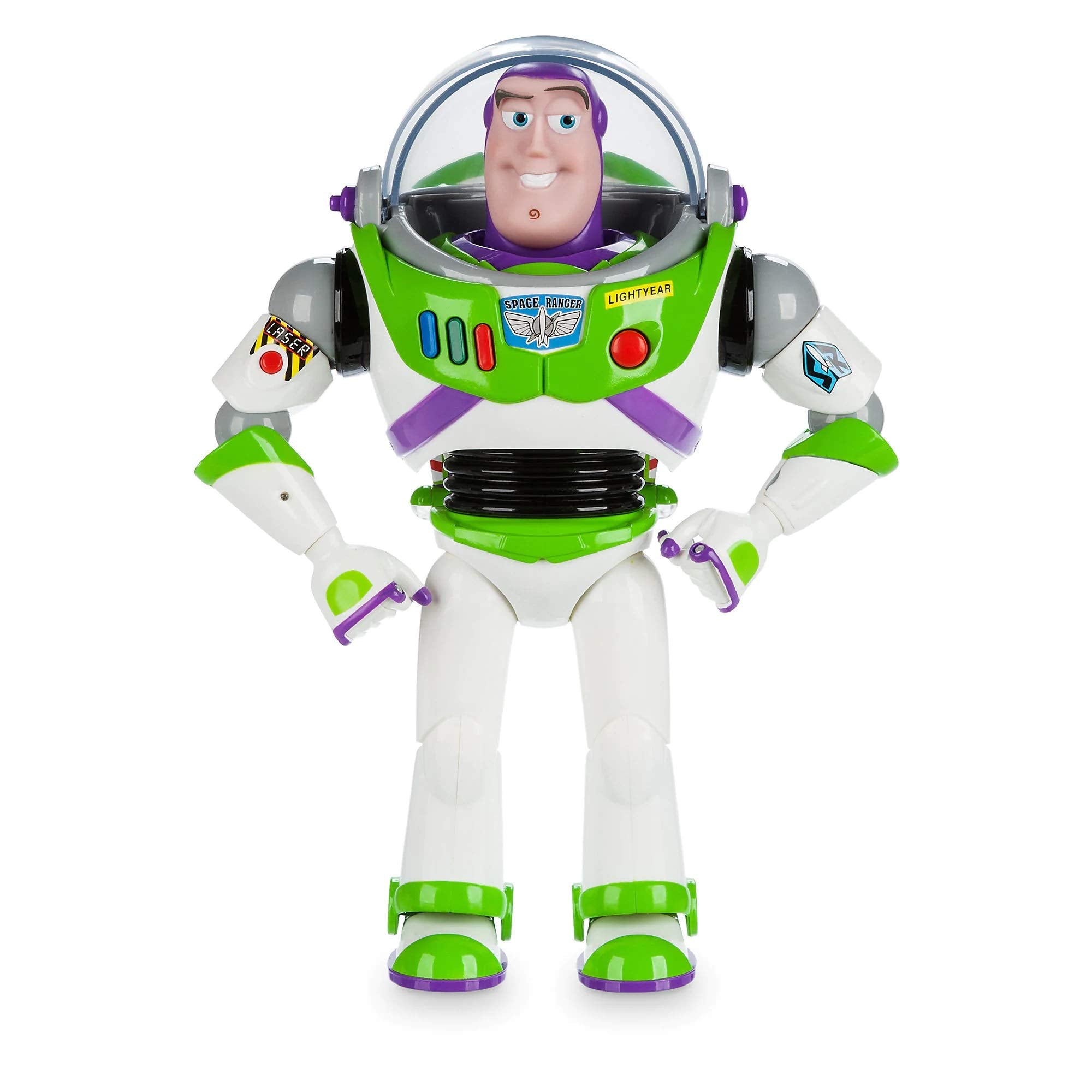 Buzz Lightyear wing-release with flashing laser effects for dramatic play
