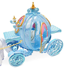 Disney Store carriage fits two 11-inch dolls for shared storytelling.