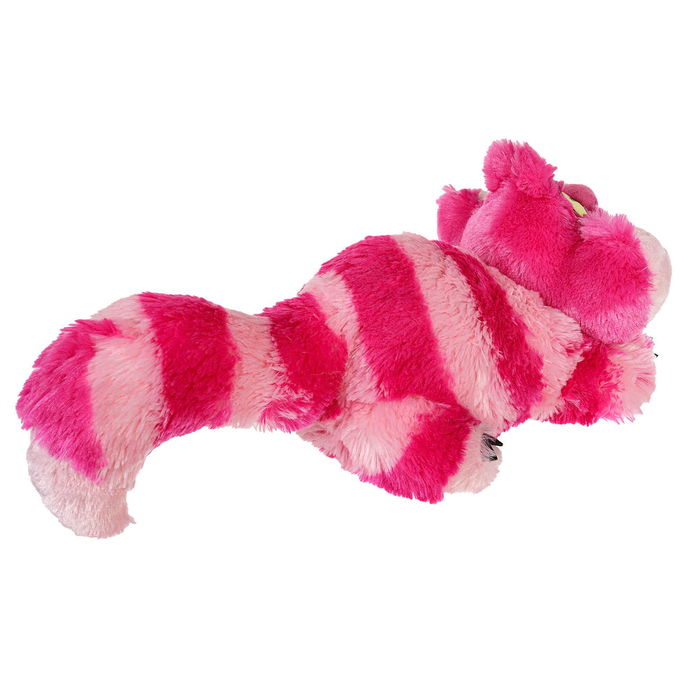 Cheshire Cat plush featuring embroidered smile and eyes for collectors.