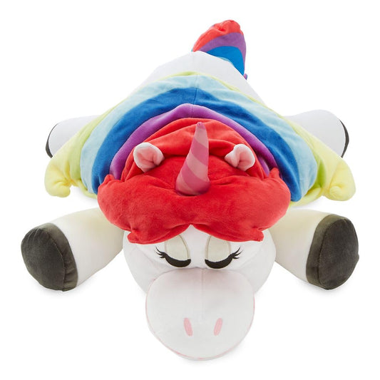 Disney Store Cuddleez Rainbow Unicorn embroidered features highlight a magical, detailed look.
