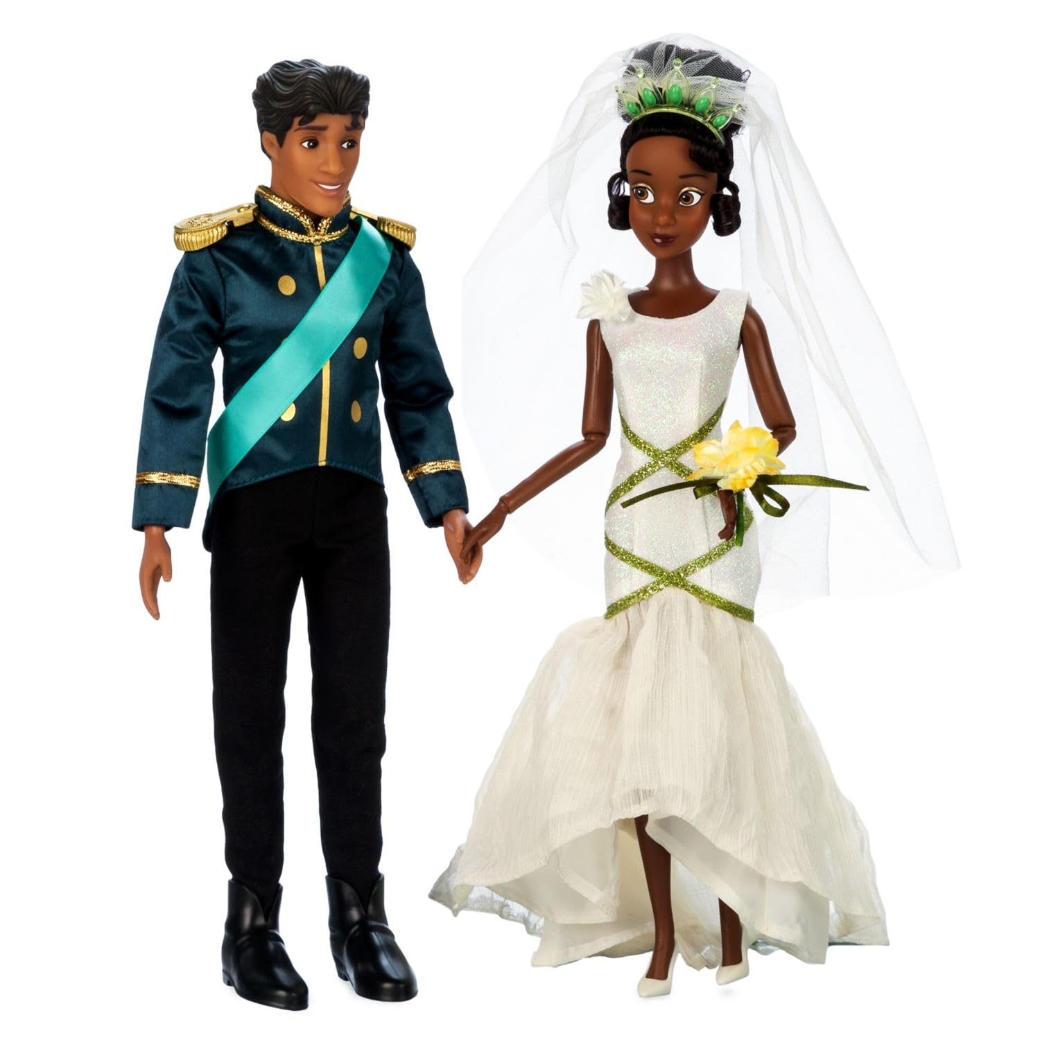 Disney Store Tiana in bridal gown, ideal for imaginative princess play.