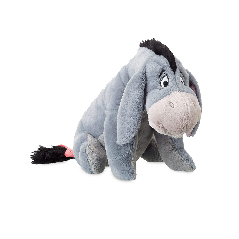 Disney Store Eeyore plush, hug focus, soft texture for comforting cuddles.