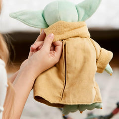 Grogu plush with faux suede coat adds durable, premium feel for everyday cuddles.