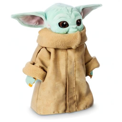 Disney Store Grogu plush ready-for-display pose ideal for shelf or playtime