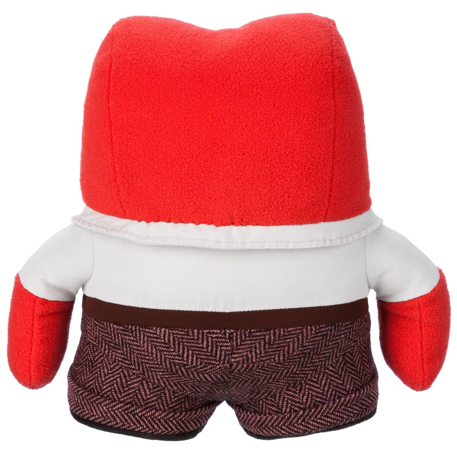 Disney Store Inside Out 2 Anger Plush wearing satin tie and herringbone pants for stylish display