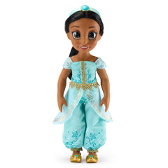 Disney Store Jasmine doll face with reflective eyes enhances storytelling and display.