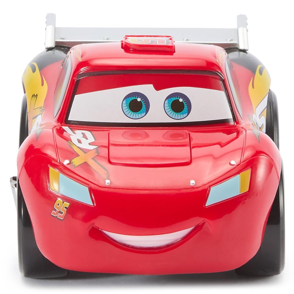 Disney Store Lightning McQueen hood reveal shows engine for interactive play.