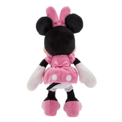 Disney Store Minnie Mouse with embroidered polka dots and lace trim for charming display and cuddles.