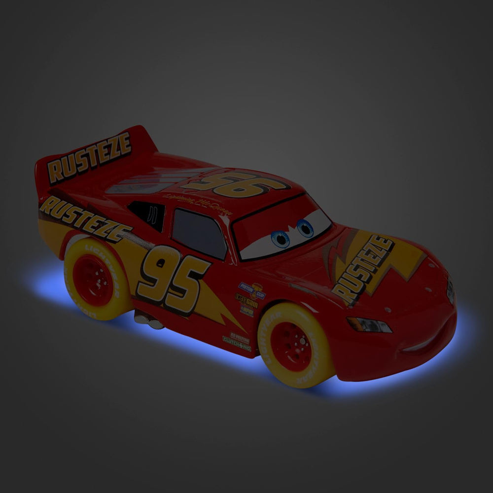 Disney Store neon underglow pullback cars create glowing race-night vibes