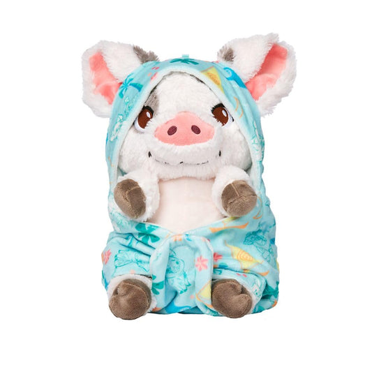 Disney Store Pua plush with detailed face features for cute display and hugs.