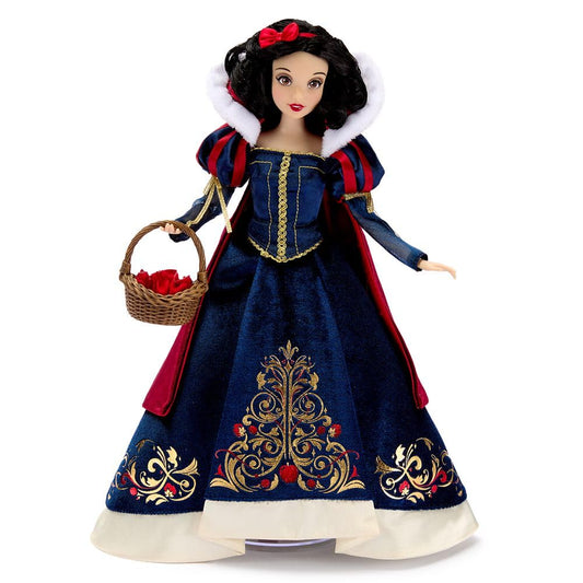 Disney Store Snow White 2025 doll wearing crushed velvet dress, ideal for display