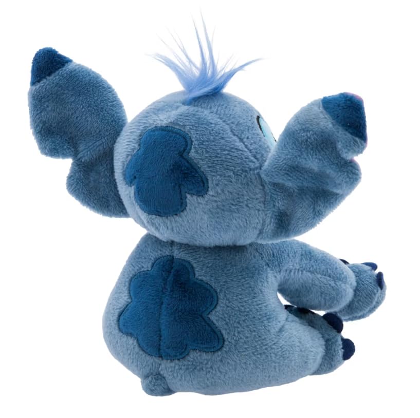 Disney Store Stitch plush features embroidered details for durability and expressive charm.