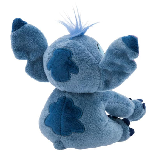 Disney Store Stitch plush features embroidered details for durability and expressive charm.