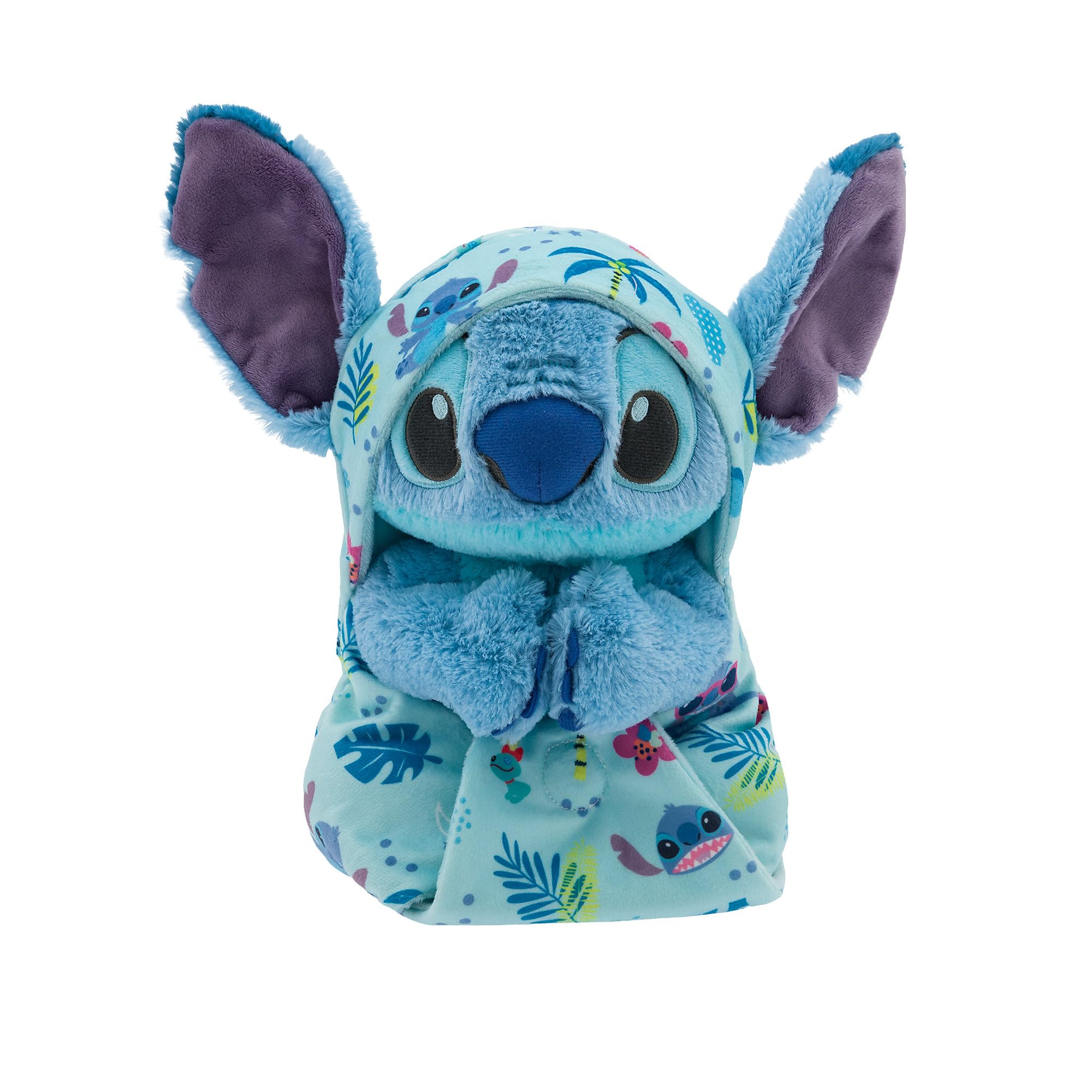 Disney Store Stitch plush with swaddle detail, a soft companion for nap time